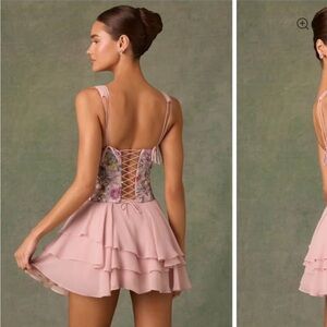 Oh Polly Pink Floral Backless Dress